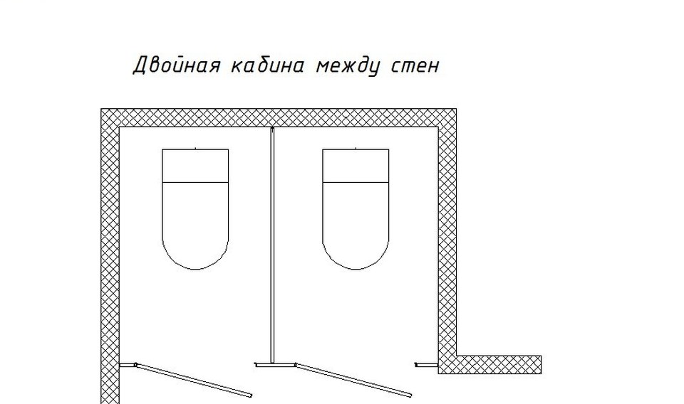 Схема: Двойная кабина между стен