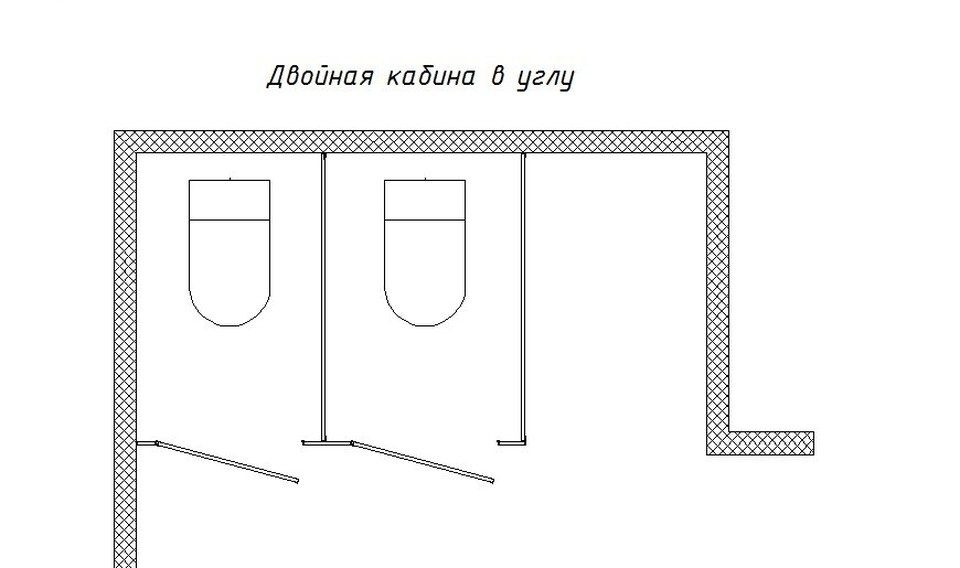 Схема: Двойная кабина в углу