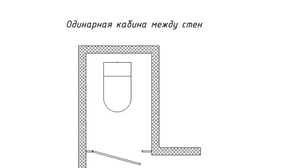 Схема: Одинарная кабина между стен